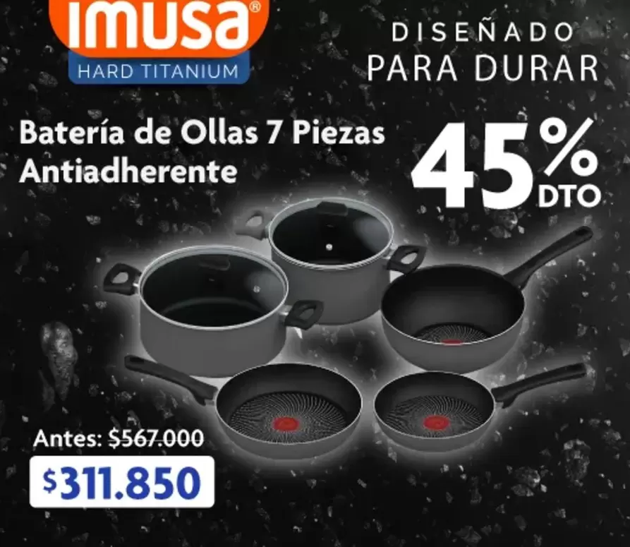 Imusa - Batería de Ollas 7 Piezas Antiadherente