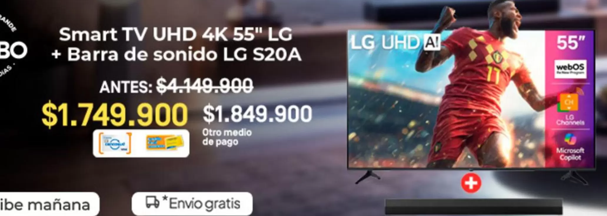 LG - Smart TV UHD 4K 55" + Barra de sonido S20A
