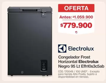 Electrolux - Congelador Frost Horizontal Negro 95 Lt Efh10s3c5ab