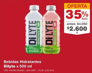 Apple - Bebidas Hidratantes Dilite x 500 ml