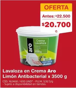 Aro - Lava loza en crema antibacterial x 3500 g