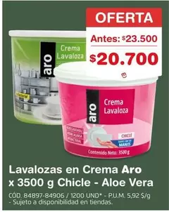 Aro - Lavalozas en Crema x 3500 g Chicle - Aloe Vera