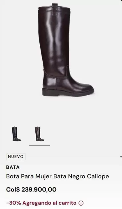 Bota Para Mujer Bata Negro Caliope