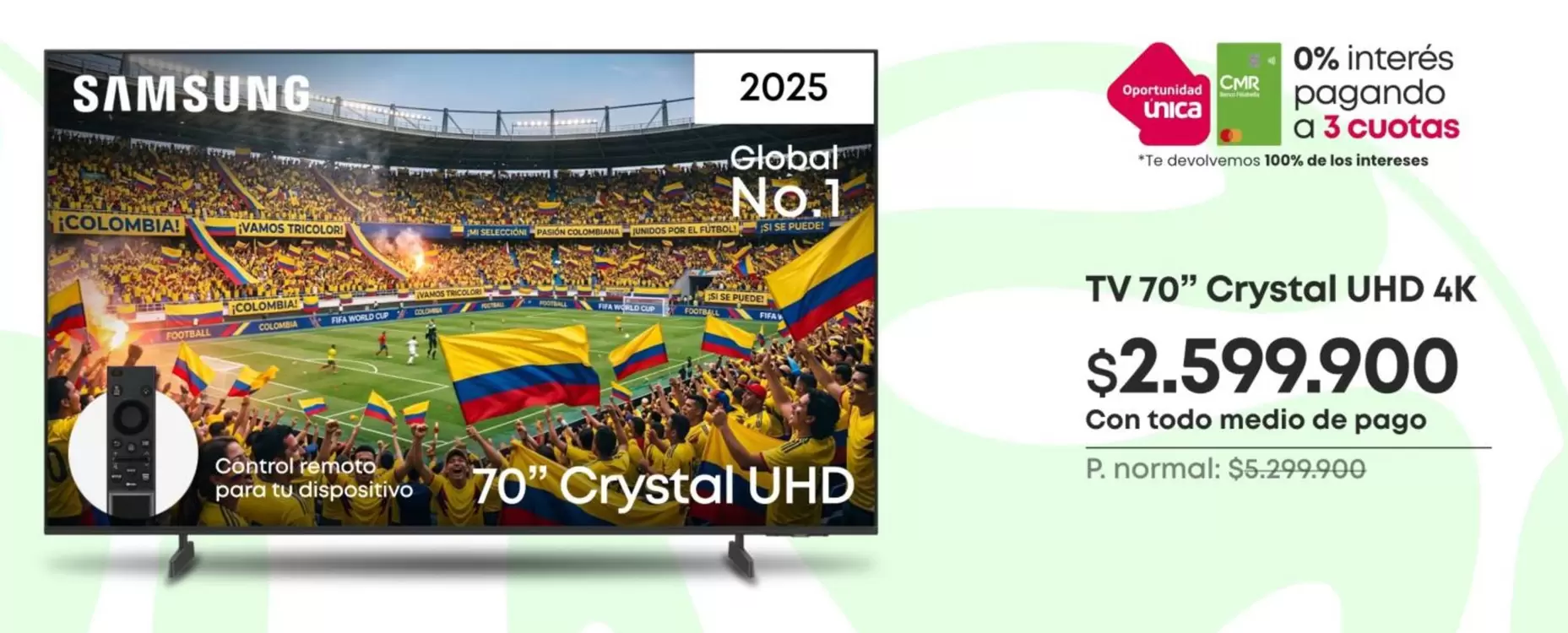 Samsung - TV 70" Crystal UHD 4K