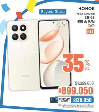 Honor -  400 Smart 256 GB 6GB de RAM