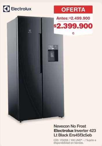 Electrolux - Nevecon No Frost Inverter 423 Lt Black Ers45f3c5eb