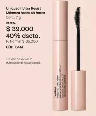 Yanbal - Uniquecil Ultra Resist Máscara hasta 48 horas CÓD. 6414