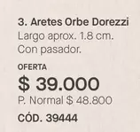 Aretes Orbe Dorezzi CÓD. 39444
