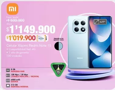Xiaomi - Celular  Redmi Note 15