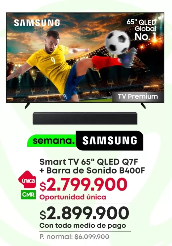 Samsung - Smart TV 65" QLED Q7F + Barra de Sonido B400F