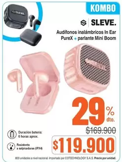 Nacional - Audífonos inalámbricos In Ear PureX + parlante Mini Boom