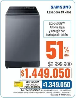 Samsung - Lavadora 13 kilos