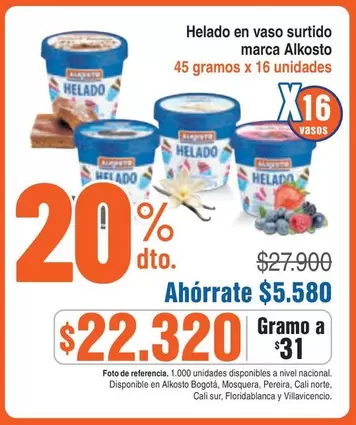 Alkosto - Helado en vaso surtido