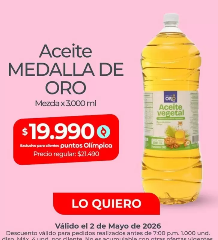 Oro - Aceite Medalla de