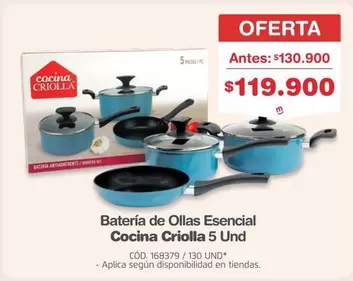 Batería de Ollas Esencial Cocina Criolla 5 Und CÓD. 168379 / 130 UND