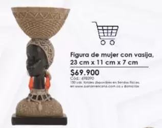 Figura de mujer con vasija, 23 cm x 11 cm x 7 cm