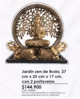 Jardín zen de Buda, 27 cm x 25 cm x 17 cm, con 2 portavelas