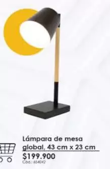 L	aacute;mpara de mesa global, 43 cm x 23 cm