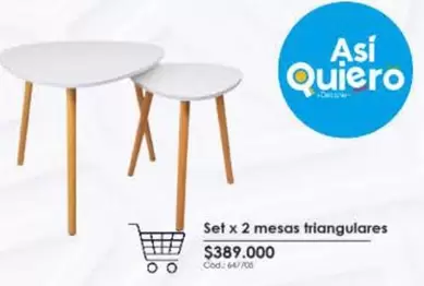 Set x 2 mesas triangulares