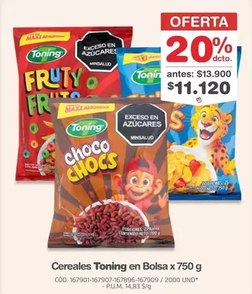 Toning - Cereales en Bolsa x 750 g