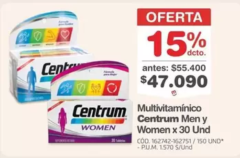 Cent - Multivitamínico rum Men y Women x 30 Und