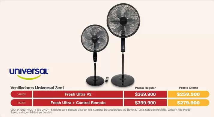 Universal - Ventiladores 3en1
