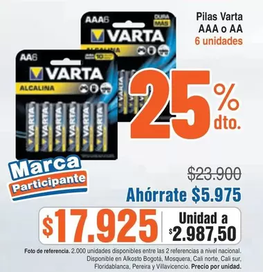 Varta - Pilas AAA o AA