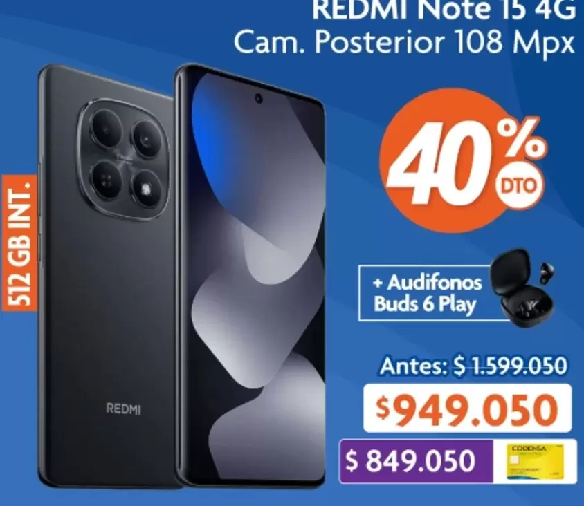 Play - Note 15 4G Cam. Posterior 108 Mpx