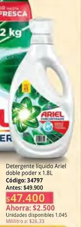 Ariel - Detergente líquido doble poder x 1.8L Código: 34797