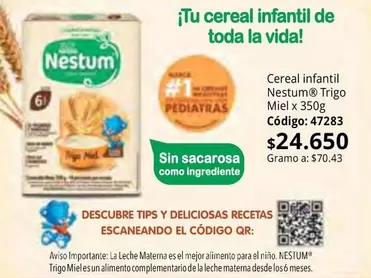 Nestum - Cereal infantil Trigo Miel x 350g Código: 47283