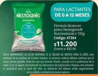 Nestogeno - Fórmula láctea en polvo Nutriesencial x 135g