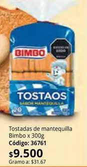 Bimbo - Tostadas de mantequilla x 300g Código: 36761