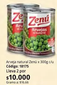 Zenú - Arveja natural x 300g c/u