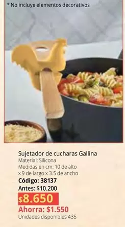 no - Sujetador de cucharas Gallina Código: 38137