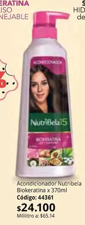 NutriBela - Acondicionador Nutribela Biokeratina x 370ml Código: 44361
