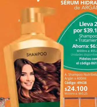 NutriBela - Shampoo Nutribela Argan x 400ml Código: 49438