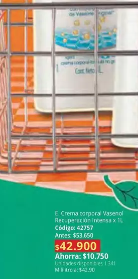 Vasenol - Crema corporal Recuperación Intensa x 1L