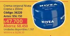 Nivea - Crema corporal Creme x 200ml Código: 36220