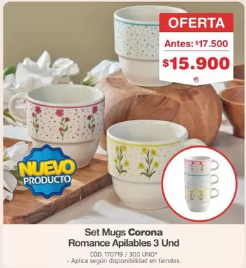 Corona - Set Mugs Romance Apilables 3 Und