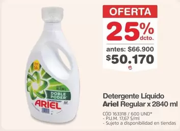 Ariel - Detergente Líquido Regular x 2840 ml