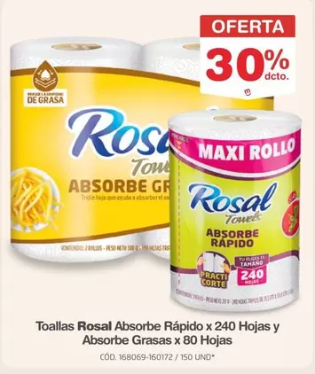 Rosal - Toallas Absorbe Rápido x 240 Hojas y Absorbe Grasas x 80 Hojas