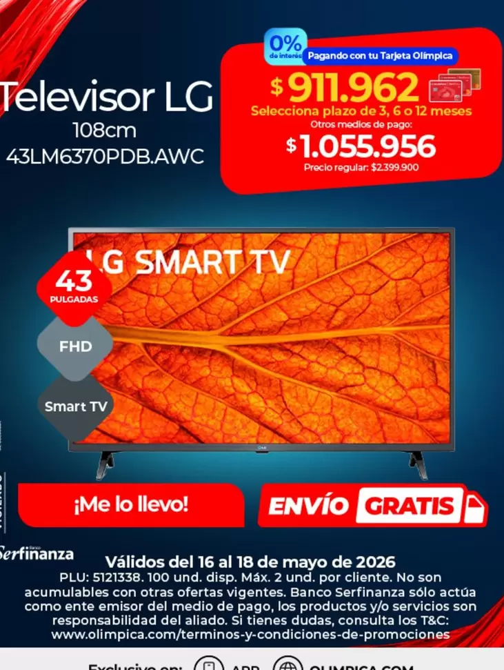 LG - Televisor 43LM6370PDB.AWC