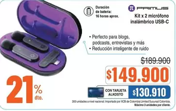Alkosto - Kit x 2 micrófono inalámbrico USB-C