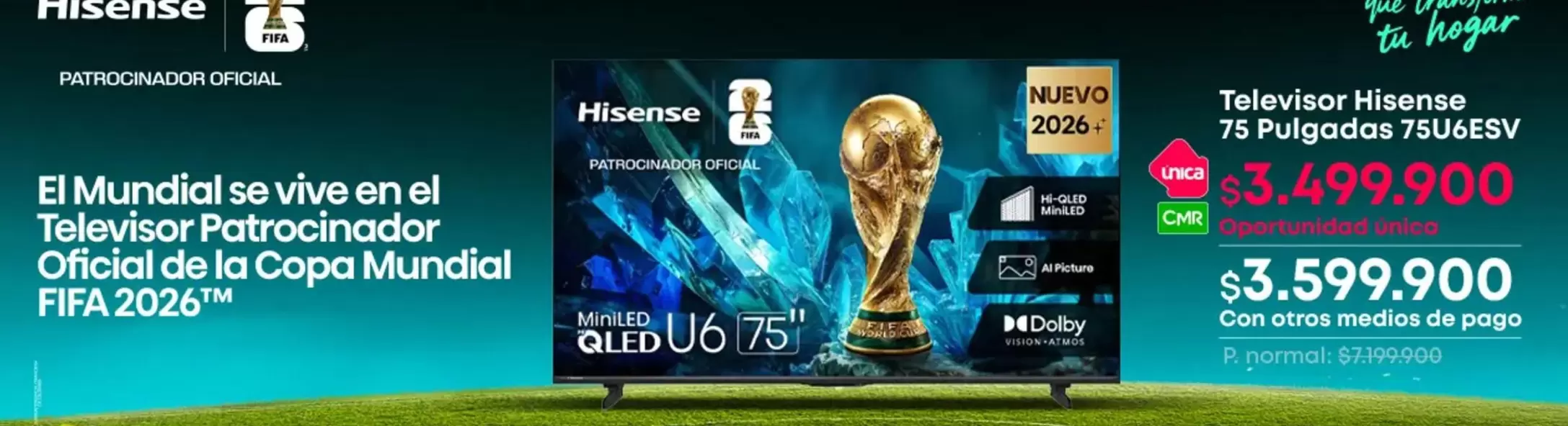 Hisense - Televisor 75 Pulgadas 75US6ESV
