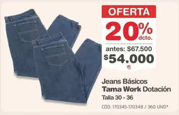 Jeans Básicos Tama Work Dotación