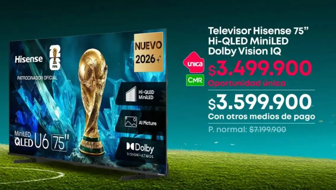 Hisense - Televisor 75" Hi-QLED MiniLED Dolby Vision IQ