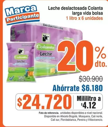 Colanta - Leche deslactosada larga vida bolsa