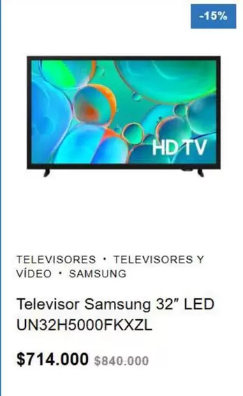 Samsung - Televisor LED UN32H5000FKXZL