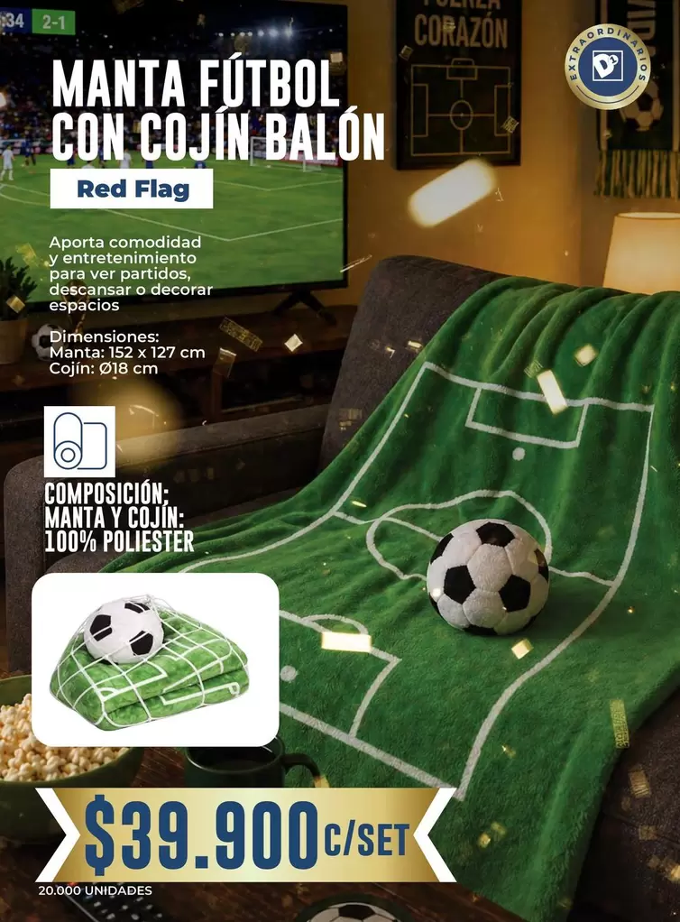 Manta Fútbol Con Cojín Balón