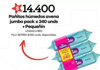 Pequeñín - Pañitos Húmedos Avena Jumbo Pack 